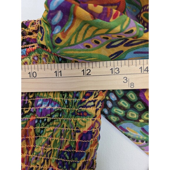 Live 4 Truth Blouse Womens M Boho Bell Sleeve Crop Smocked Colorful Indie Hippie - Picture 7 of 9